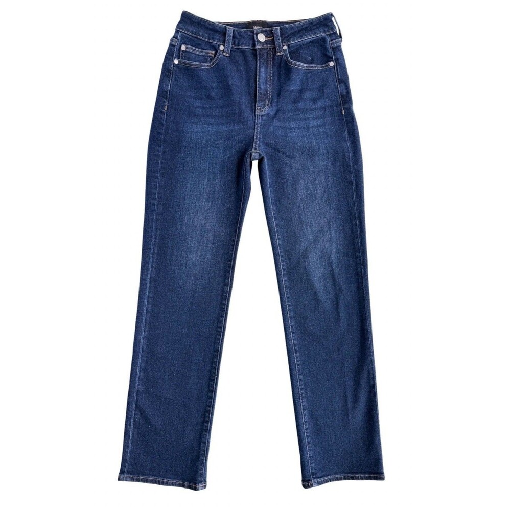 Quince Mid Rise Straight Leg Jeans Womens 27 Dark Wash Stretch Denim